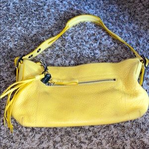 Coach yellow pebble leather small shoulder bag